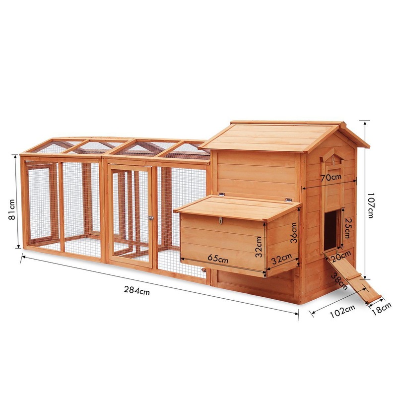 Buy Petscene 284cm Wood Chicken Rabbit Coop Hen House Hutch Poultry