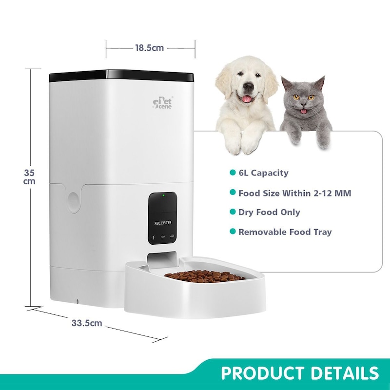 Buy Petscene 6L Automatic Pet Feeder Wi-Fi Enabled Smart Dog Cat Feeder ...