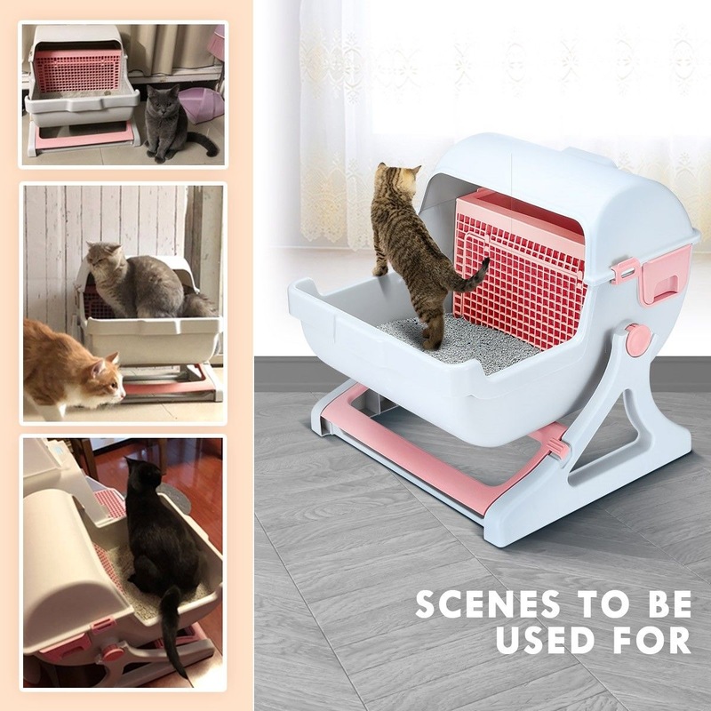 Petscene Cat Litter Box Pet Semi Automatic Cat Toilet Cat Furniture