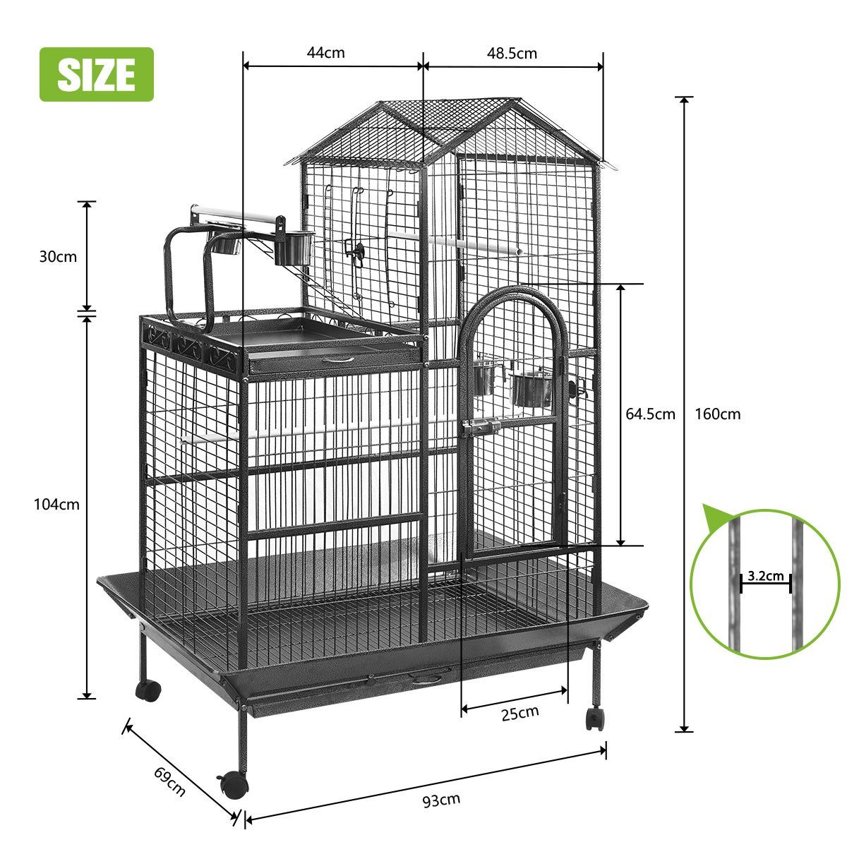 Buy Large Bird Cage Flight Aviary Pet Parrot House Budgie Canary