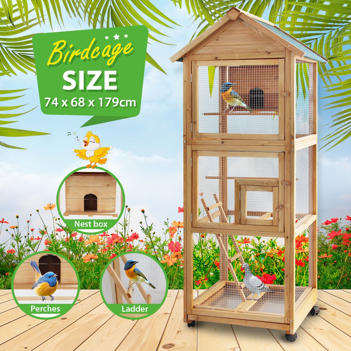 Buy Petscene Pet Bird Cage Large Aviary Cockatiel House Budgie