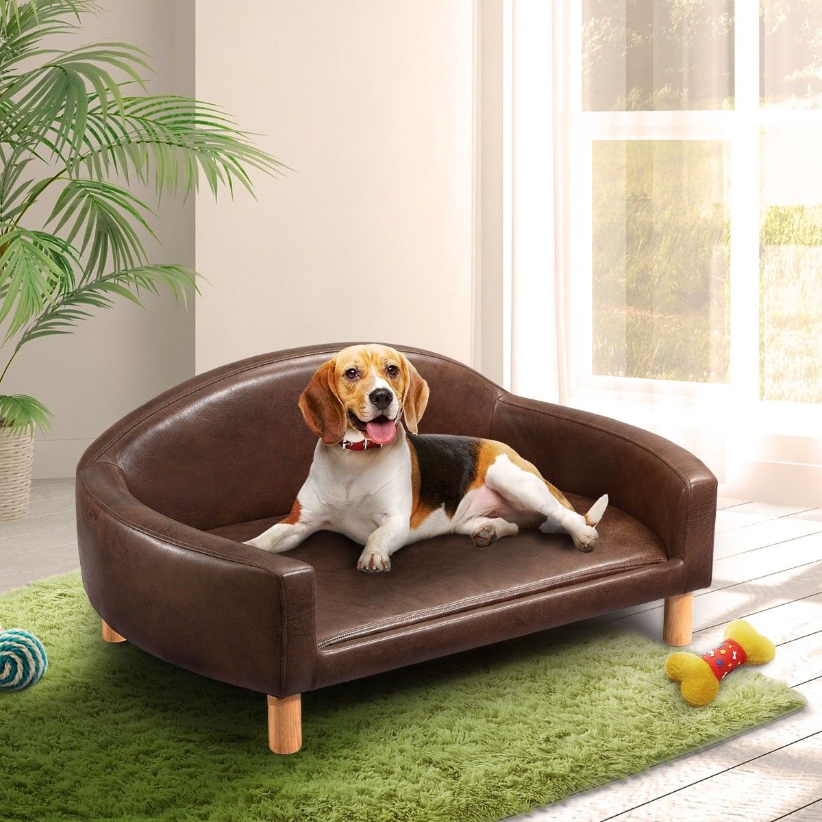 Buy Dog Sofa Cat Couch Puppy Elevated Bed Doggy Soft Cushioned Lounge Chaise Pet Furniture PU Leather MyDeal