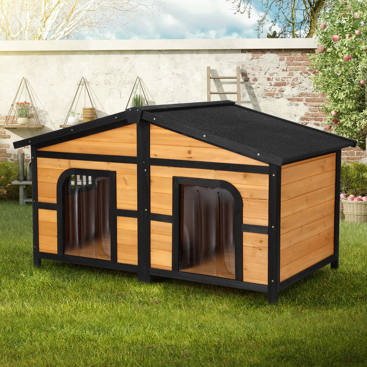 Buy Petscene XL Size Dog Kennel Wooden Puppy Shelter Home Pet House Outdoor  Doors MyDeal
