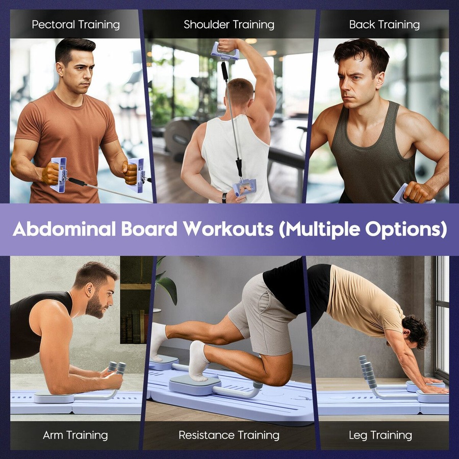 Pilates Board Reformer Abdominal Ab Core Trainer Machine Multifunctional Home Gym Workout Push Up Sliding Exercise Fitness Equipment Resistance Bands