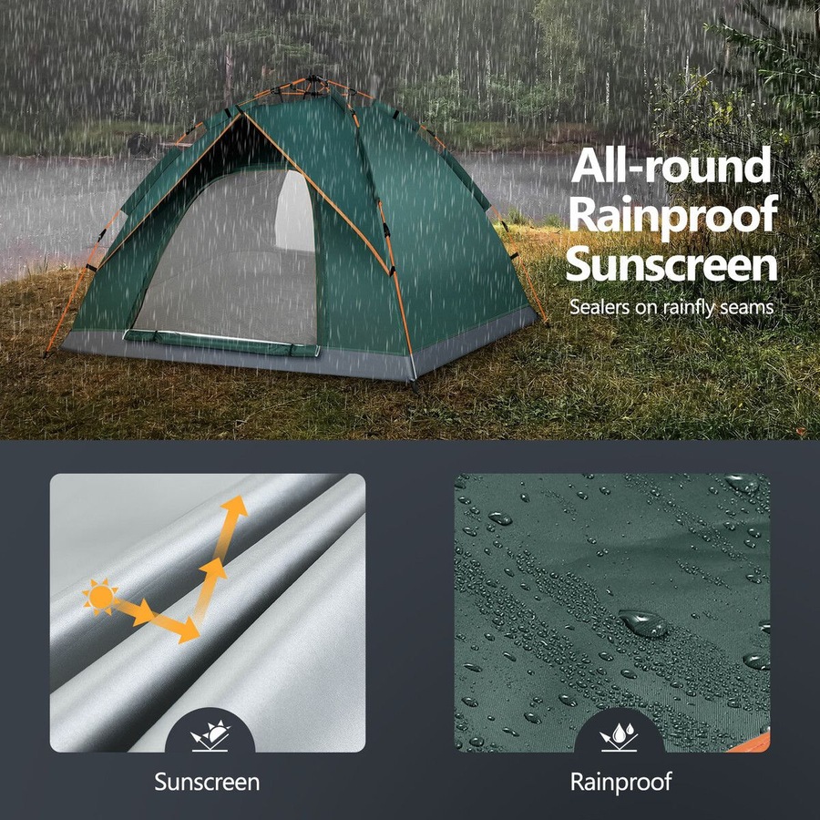 Pop Up Beach Tent Shelter Camping Instant Dome Family Shade Automatic Hiking Fishing Sun Rain Picnic Outdoor Waterproof Portable Bag 200x150x115cm