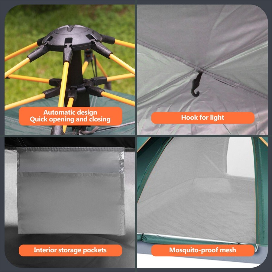 Pop Up Beach Tent Shelter Camping Instant Dome Family Shade Automatic Hiking Fishing Sun Rain Picnic Outdoor Waterproof Portable Bag 200x150x115cm