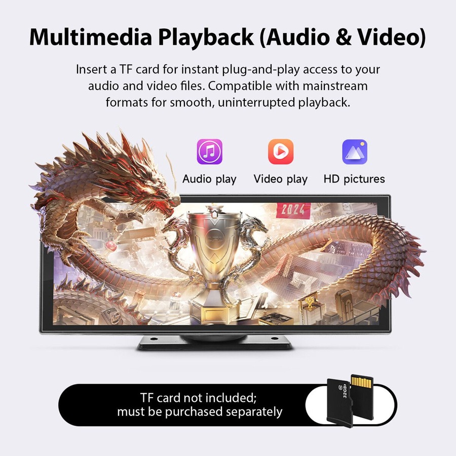 Portable Car Stereo Radio 11.26 Inch Apple Carplay Android Auto MP5 Player Wireless MirrorLink Bluetooth Head Unit FM Audio Vehicle Touchscreen System