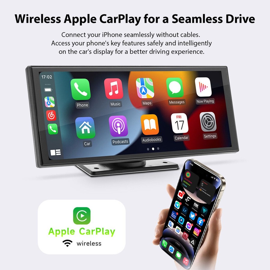 Portable Car Stereo Radio 11.26 Inch Apple Carplay Android Auto MP5 Player Wireless MirrorLink Bluetooth Head Unit FM Audio Vehicle Touchscreen System