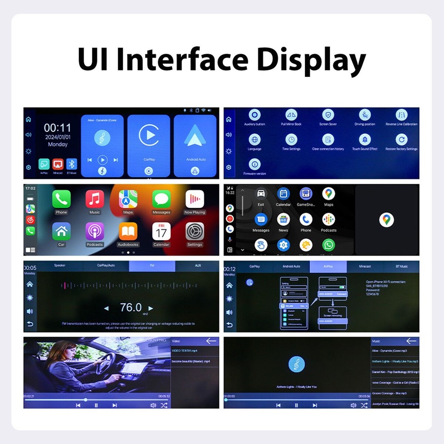 Portable Car Stereo Radio 11.26 Inch Apple Carplay Android Auto MP5 Player Wireless MirrorLink Bluetooth Head Unit FM Audio Vehicle Touchscreen System