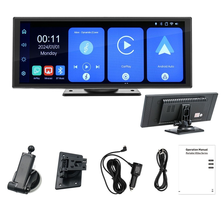 Portable Car Stereo Radio 11.26 Inch Apple Carplay Android Auto MP5 Player Wireless MirrorLink Bluetooth Head Unit FM Audio Vehicle Touchscreen System