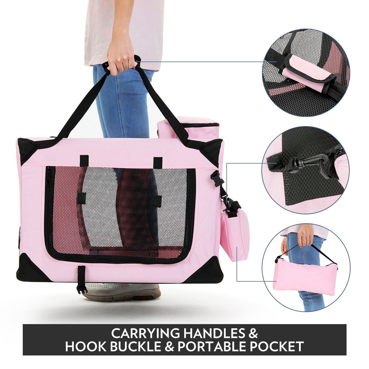 Pet Dog Cat Soft Crate Folding Puppy Travel Cage XL Pink Buy Fabric