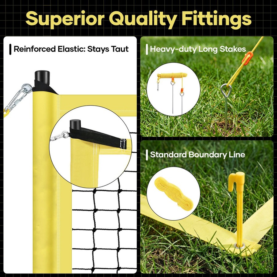 Portable Volleyball Net Set Outdoor Sports Training Equipment Backyard Pool Beach Sand Grass Height Adjustable Poles Carry Bag Ball Pump 9.75x0.91m