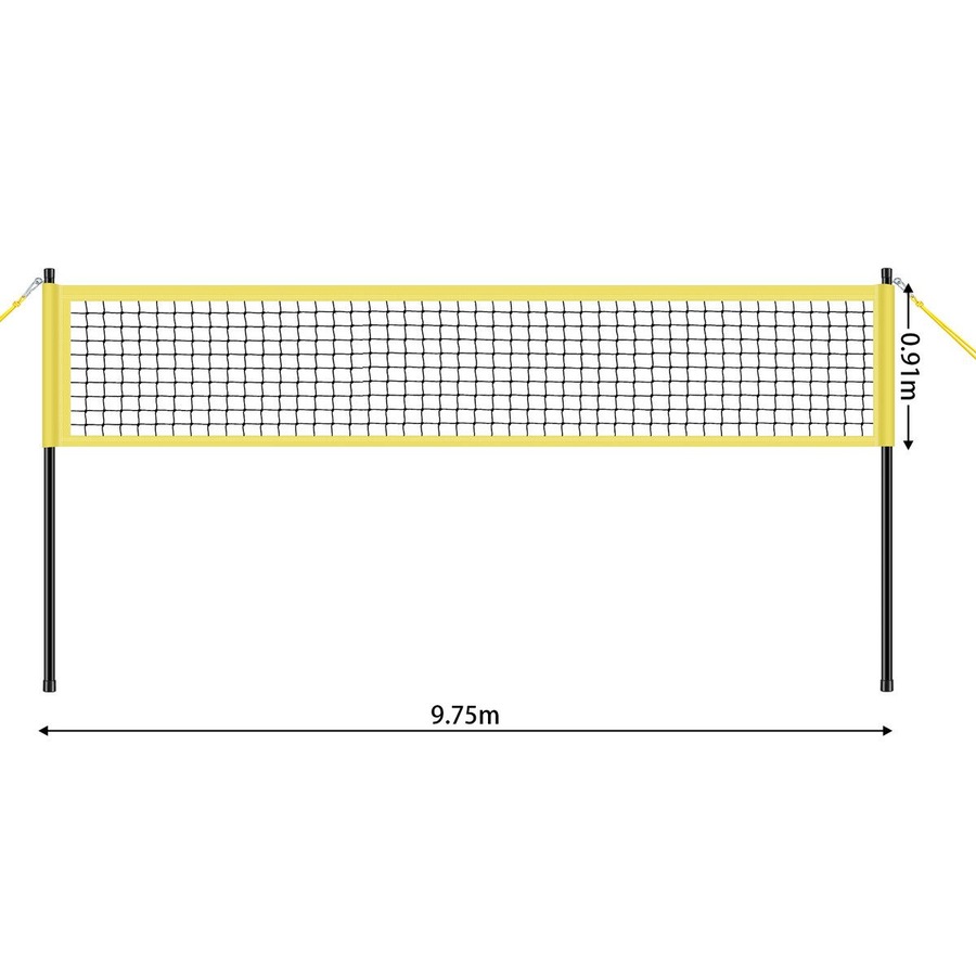 Portable Volleyball Net Set Outdoor Sports Training Equipment Backyard Pool Beach Sand Grass Height Adjustable Poles Carry Bag Ball Pump 9.75x0.91m