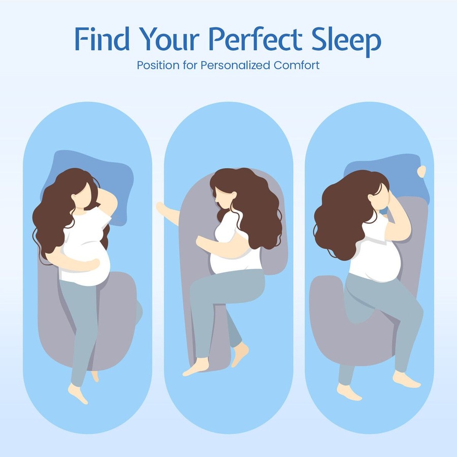 Pregnancy Body Pillow Long Bed Sleeping Full Head Neck Leg Belly Support Cushion Shredded Memory Foam Maternity Women Side Sleepers J Shape 130x50cm
