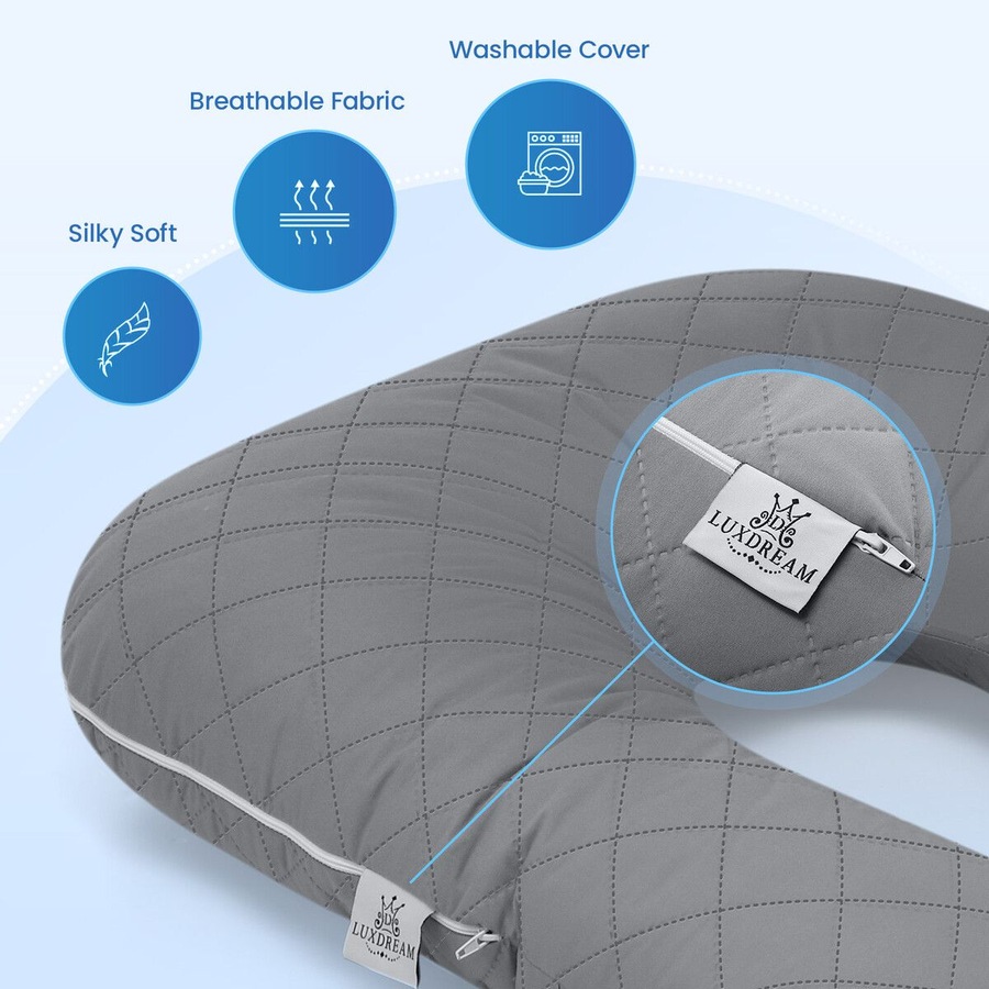 Pregnancy Body Pillow Long Bed Sleeping Full Head Neck Leg Belly Support Cushion Shredded Memory Foam Maternity Women Side Sleepers J Shape 130x50cm