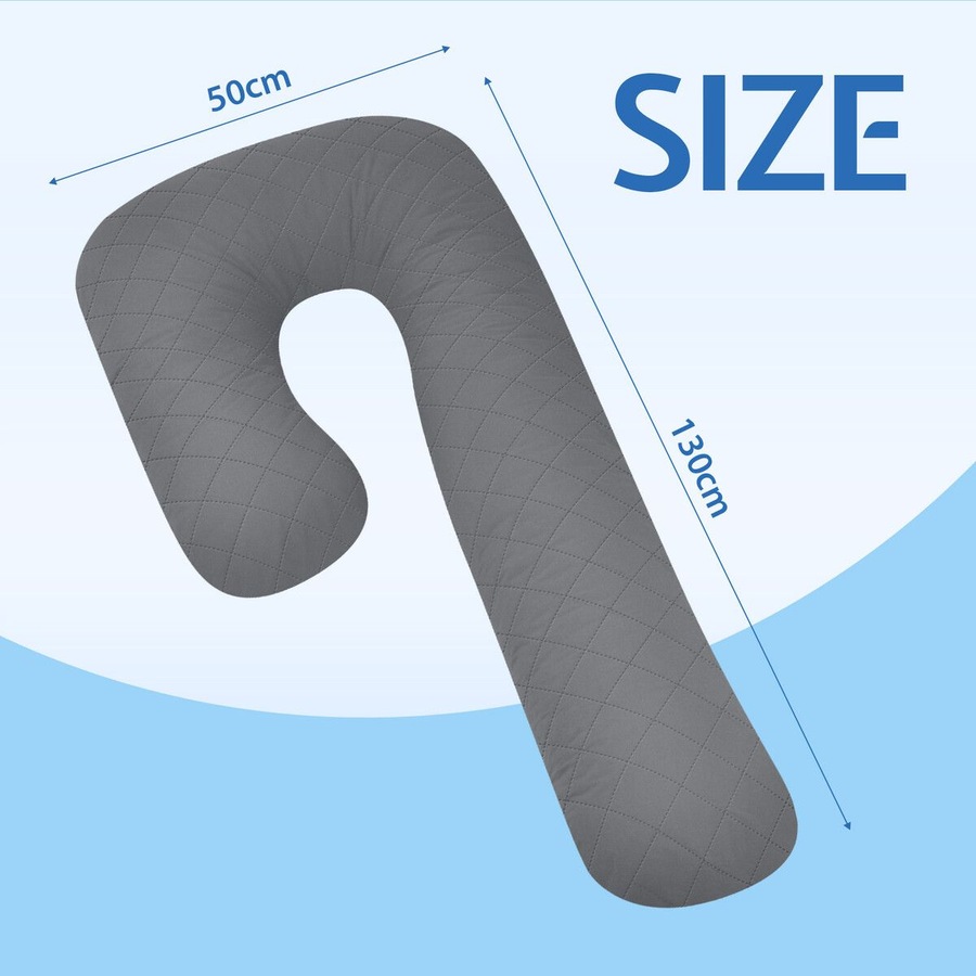 Pregnancy Body Pillow Long Bed Sleeping Full Head Neck Leg Belly Support Cushion Shredded Memory Foam Maternity Women Side Sleepers J Shape 130x50cm
