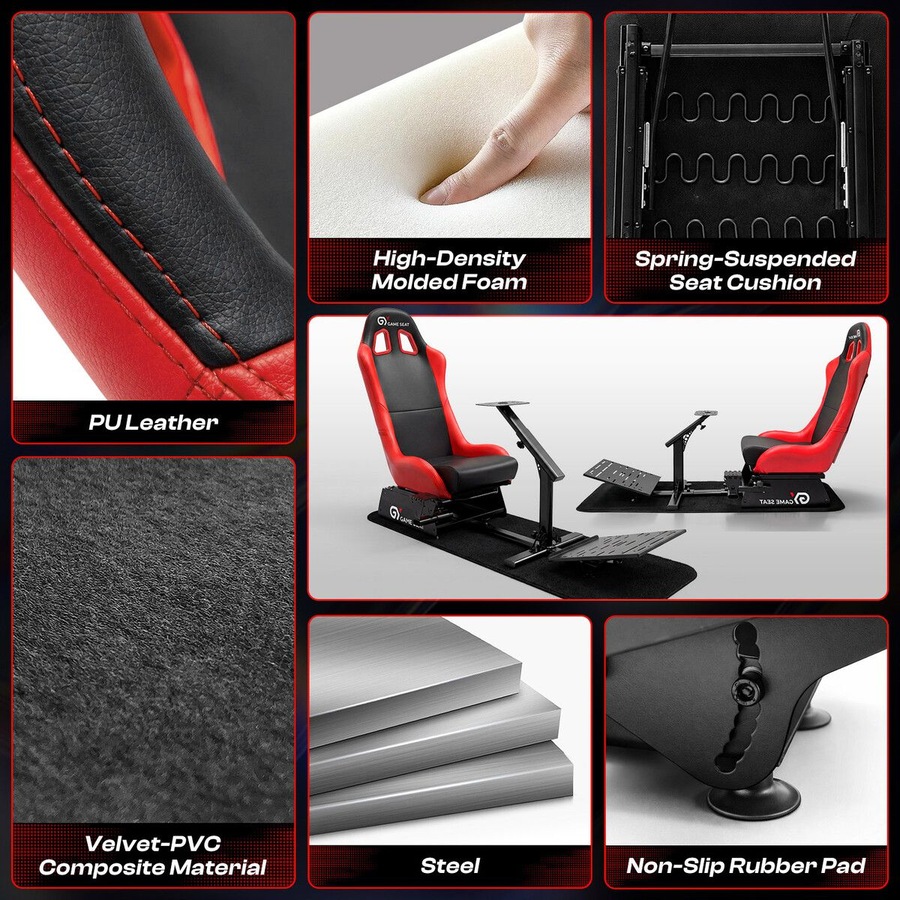 Racing Simulator Cockpit Sim Steering Wheel Stand Gaming Chair Foldable Adjustable Seat Logitech Thrustmaster MOZA PXN SIMAGIC Xbox PS4 PS5 Accessory