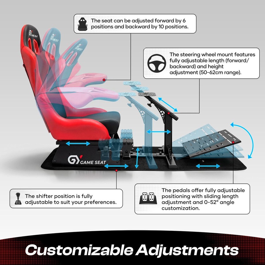 Racing Simulator Cockpit Sim Steering Wheel Stand Gaming Chair Foldable Adjustable Seat Logitech Thrustmaster MOZA PXN SIMAGIC Xbox PS4 PS5 Accessory