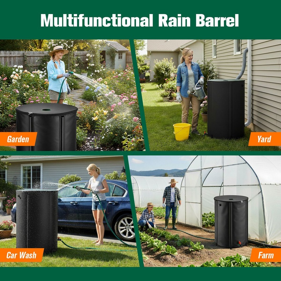 Buy Rain Water Tank Barrel 225L Rainwater Storage Collection System ...