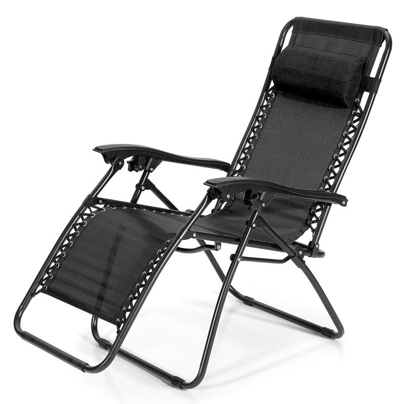 Zero Gravity Reclining Chair Beach Chair – Black