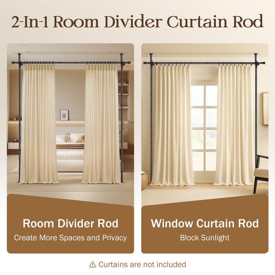 Buy Room Divider Curtain Rod Separator No Drill Adjustable Tension Wall ...
