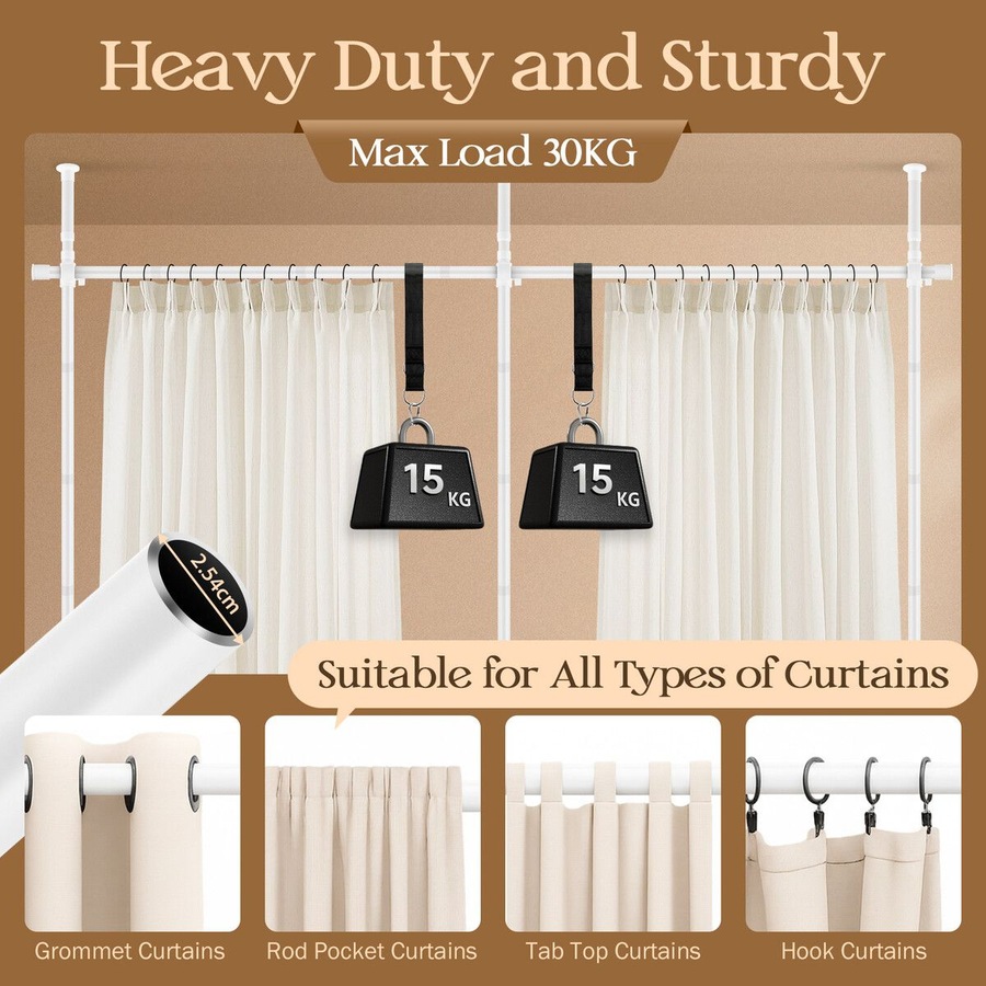 Room Divider Curtain Rod Tension No Drill Temporary Wall Partition Separation Privacy Separator Adjustable Floor to Ceiling Office Living Sitting Space