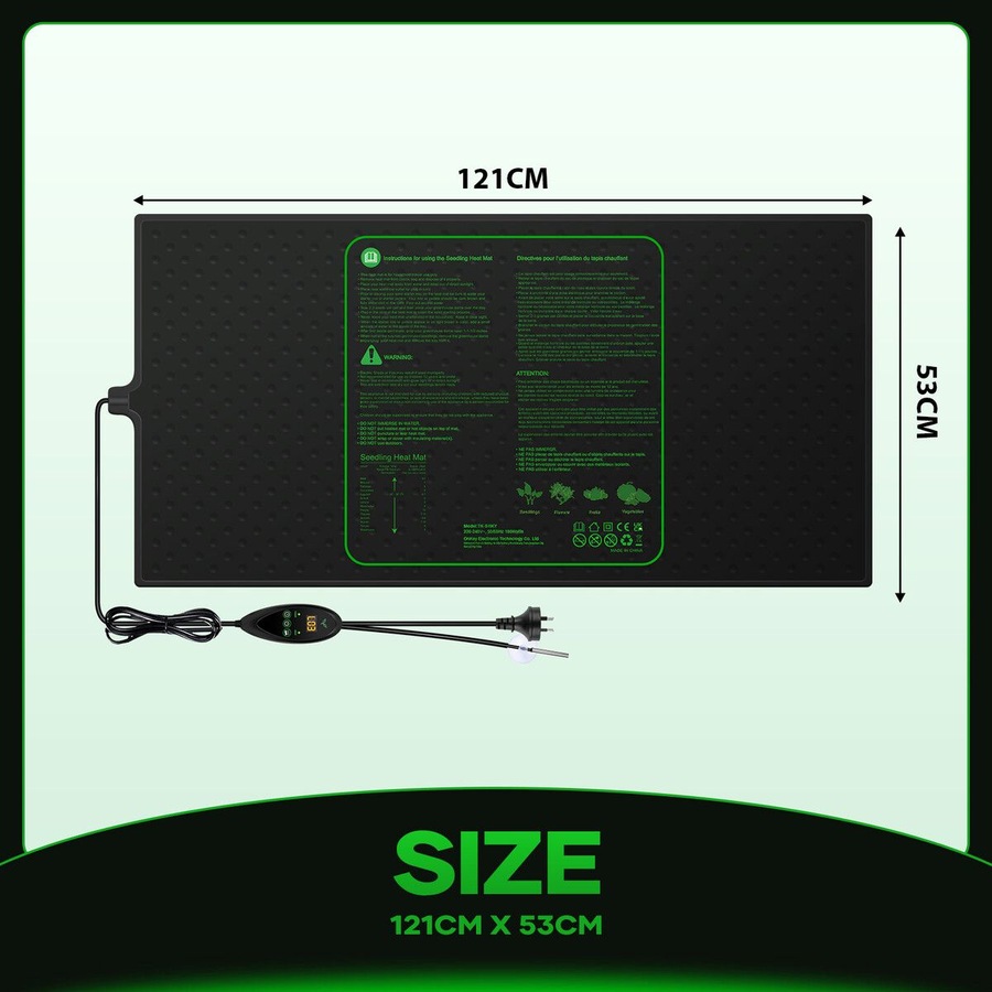Seedling Heat Mat Map 160W Temperature Controller Plant Seed Heating Pad Thermostat Propagation Hydroponic Warming Germination Starter Sprout 121x53cm