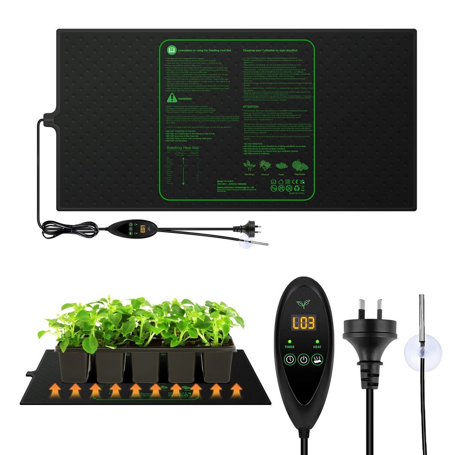 Seedling Heat Mat Map 160W Temperature Controller Plant Seed Heating Pad Thermostat Propagation Hydroponic Warming Germination Starter Sprout 121x53cm