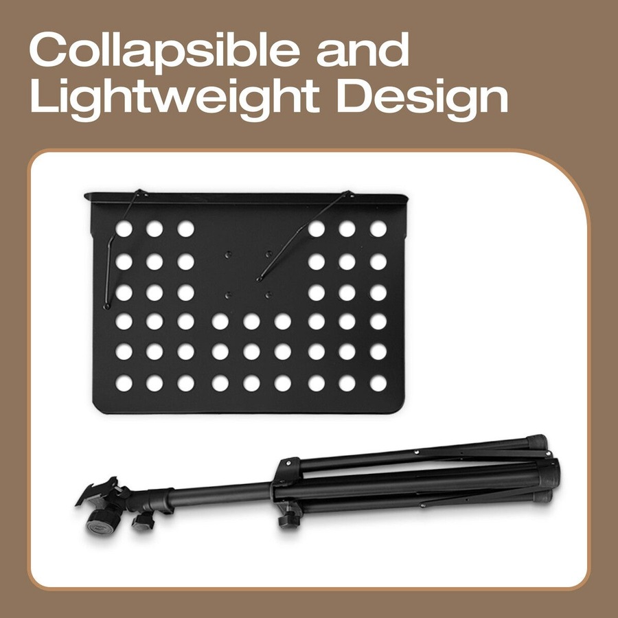 Sheet Music Stand Foldable Tripod Song Book Conductor Stage Holder Adjustable Black Steel Frame Portable for Studio School Professional Performance