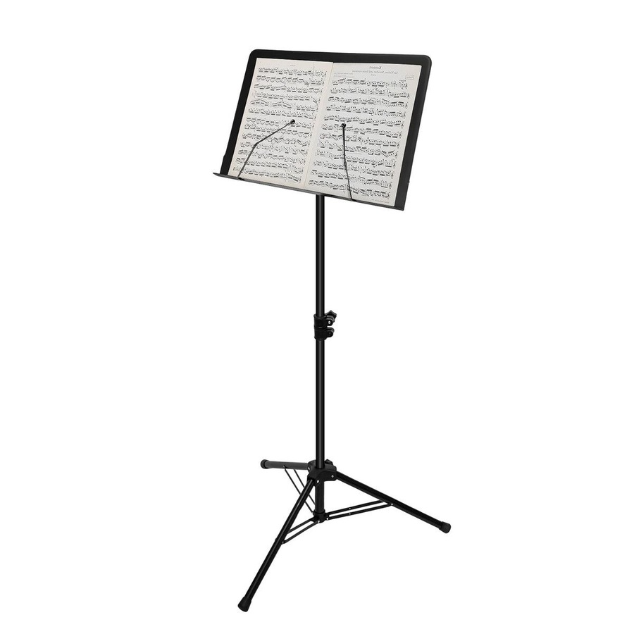 Sheet Music Stand Foldable Tripod Song Book Conductor Stage Holder Adjustable Black Steel Frame Portable for Studio School Professional Performance