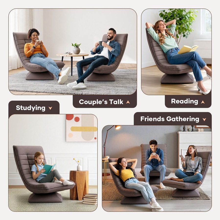 Single Floor Sofa Couch Chair Folding Chaise Lounge Recliner Lazy Lounger Seat Adjustable Bedroom Furniture Modern Comfortable Support Relax Reading