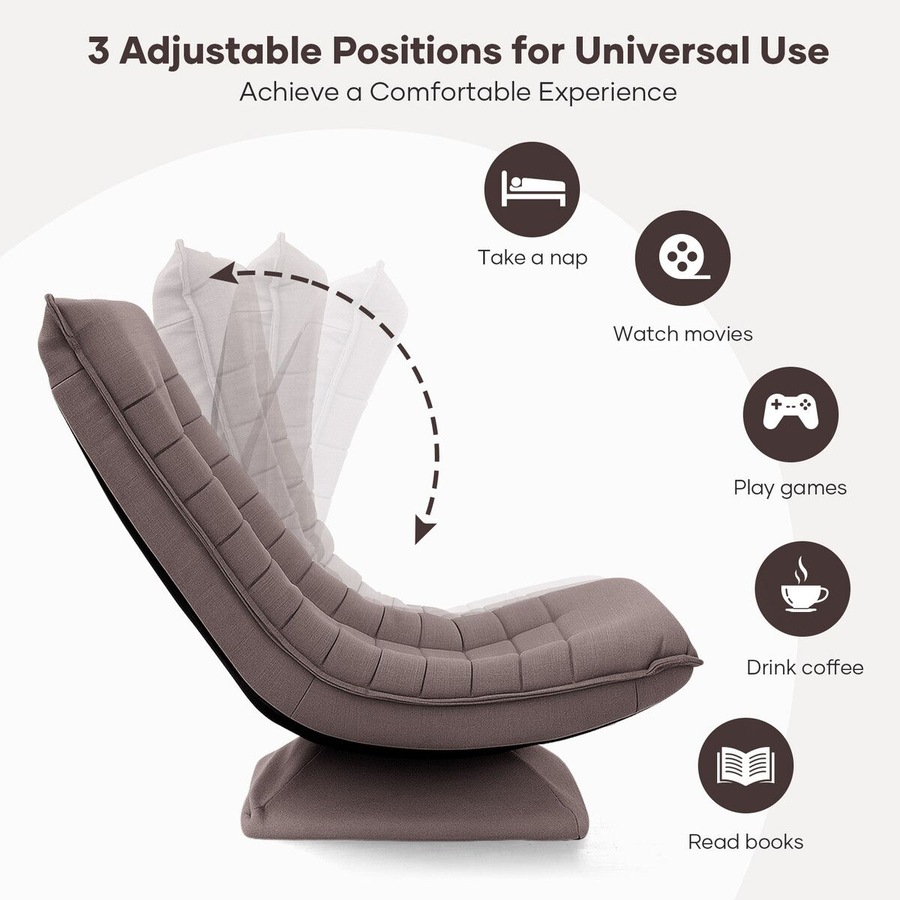 Single Floor Sofa Couch Chair Folding Chaise Lounge Recliner Lazy Lounger Seat Adjustable Bedroom Furniture Modern Comfortable Support Relax Reading