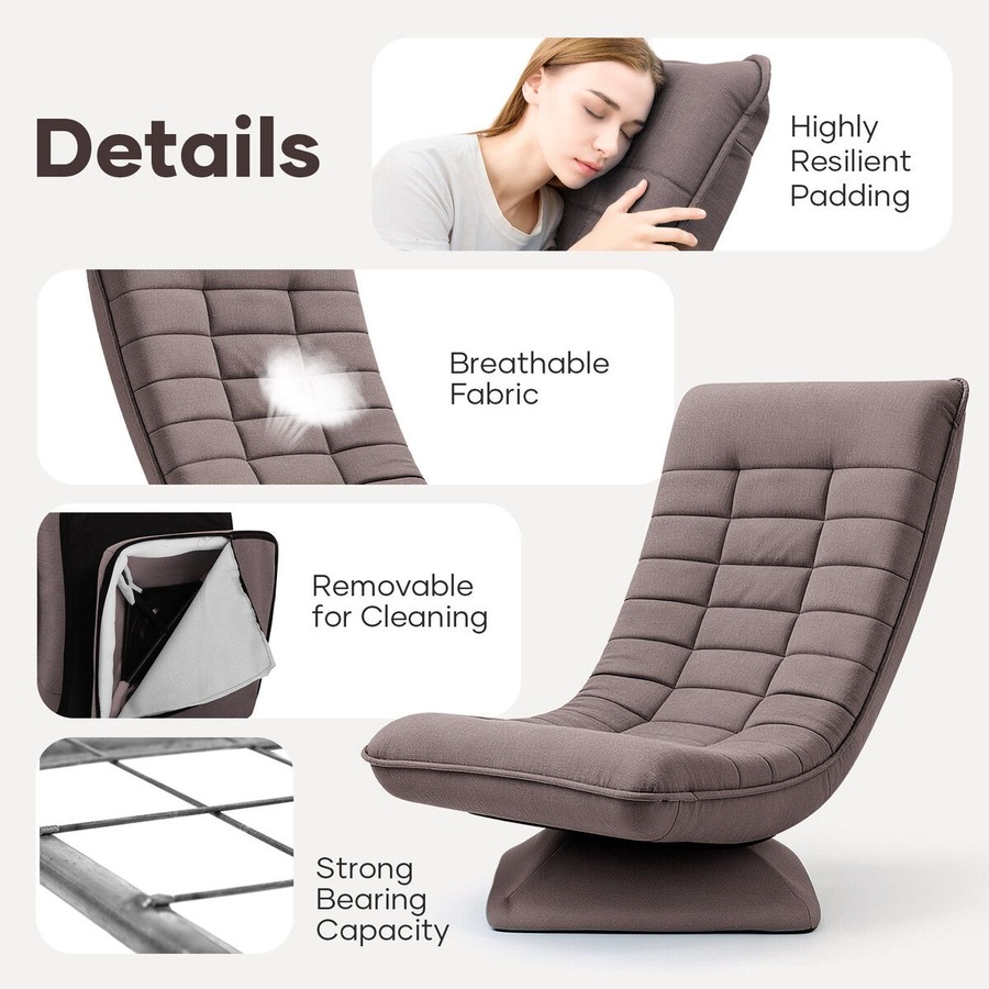 Single Floor Sofa Couch Chair Folding Chaise Lounge Recliner Lazy Lounger Seat Adjustable Bedroom Furniture Modern Comfortable Support Relax Reading