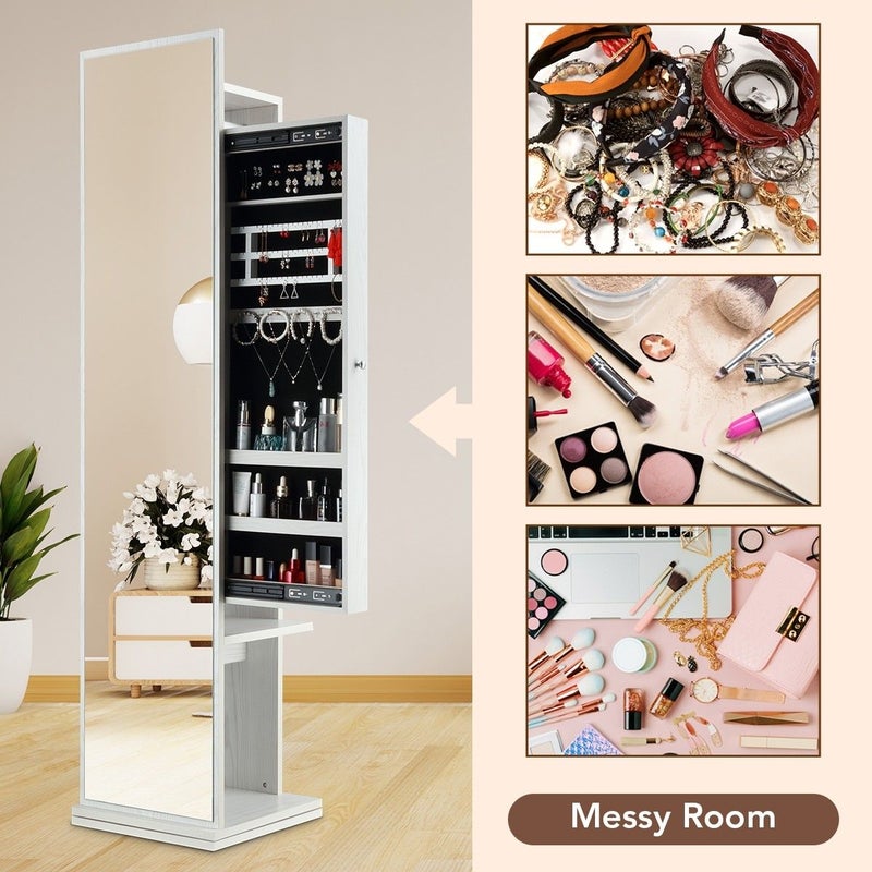 Buy Slim Rotating Mirror Jewellery Storage Cabinet Free Standing ...