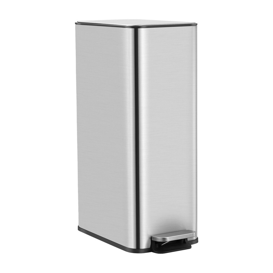 Small Rubbish Pedal Bin Garbage Can Recycling Trashcan Waste Recycling Stepbin Stainless Steel Soft Close Kitchen House 20L