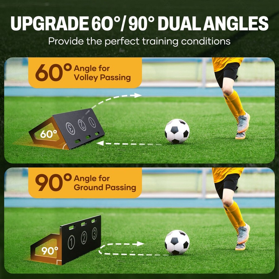 Soccer Ball Rebounder Board Kick Back Wall Goal Football Drills Training Rebound Passing Shooting Practice Equipment Sports Portable 2 Angles 100x42cm