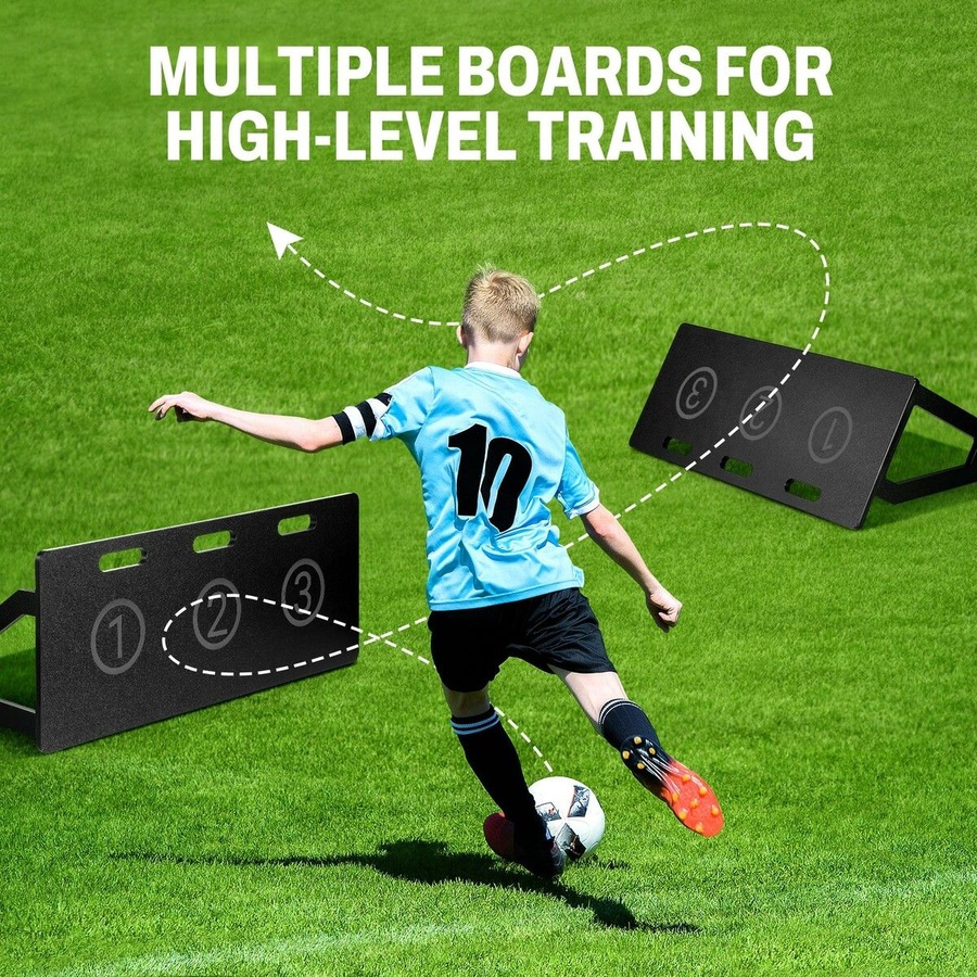 Soccer Ball Rebounder Board Kick Back Wall Goal Football Drills Training Rebound Passing Shooting Practice Equipment Sports Portable 2 Angles 100x42cm