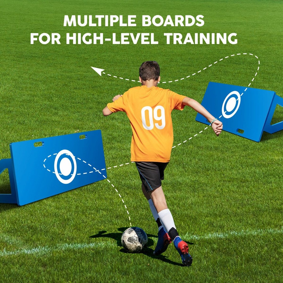 Soccer Ball Rebounder Board Kick Back Wall Sports Drills Training Aid Football Passing Shooting Practice Equipment Portable 2 Angles Rebound 100x42cm