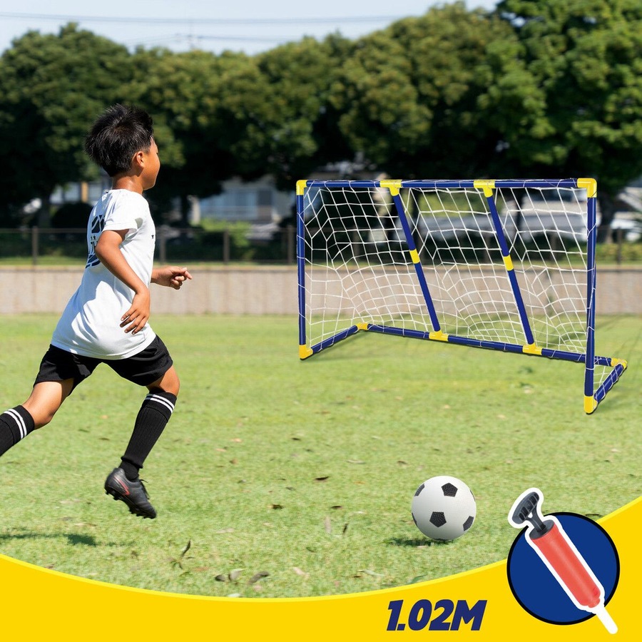 Soccer Goal Football Net Set Kids Target Training Practice Backyard Game Outdoor Park Sports Match Youth 102x57cm with Plastic Ball Pump Beanbag