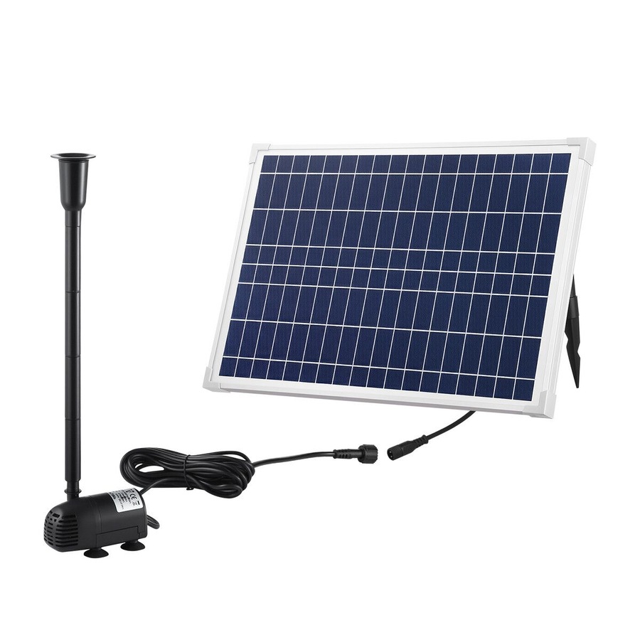 Solar Fountain Pump Panel Kit Submersible 25W Energy Powered Water Feature Outdoor Indoor DIY Bird Bath Fish Tank Pond Pool Garden Decoration Nozzles