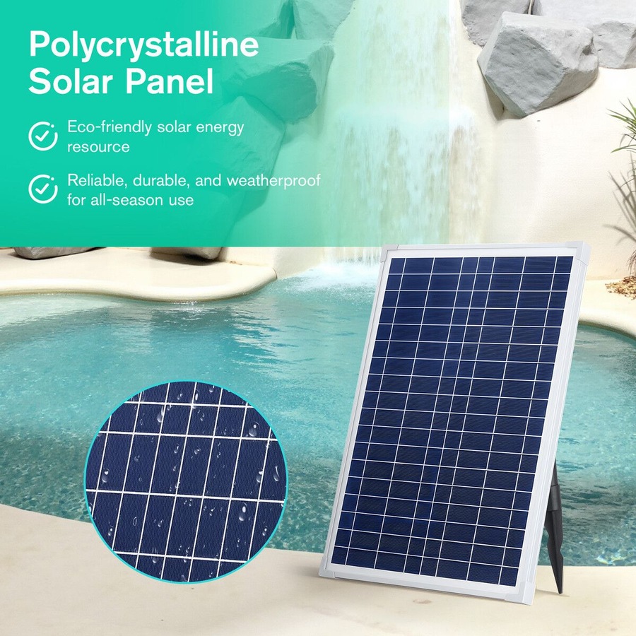 Solar Fountain Pump Panel Kit Submersible 25W Energy Powered Water Feature Outdoor Indoor DIY Bird Bath Fish Tank Pond Pool Garden Decoration Nozzles