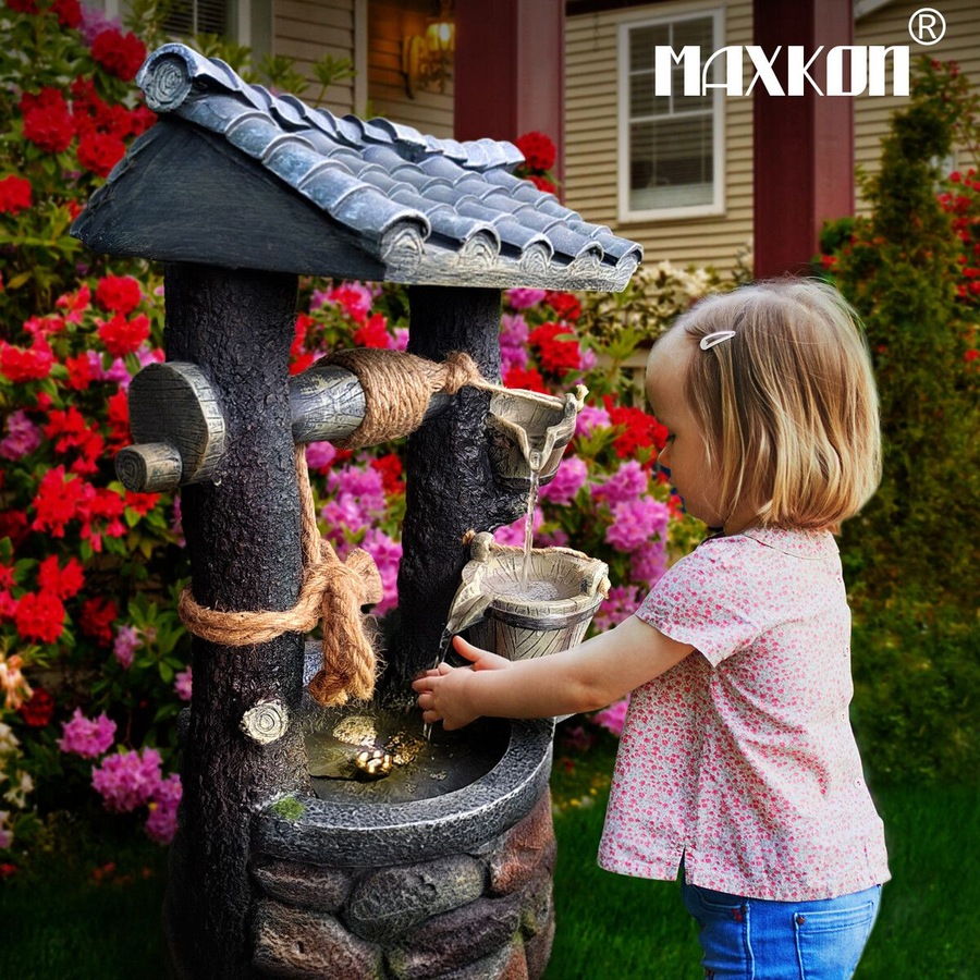 Solar Water Feature Fountain Pump LED Lights Waterfall Landscape Bird Bath Pool Fish Pond Energy Powered Panel Indoor Outdoor Garden Yard Decoration