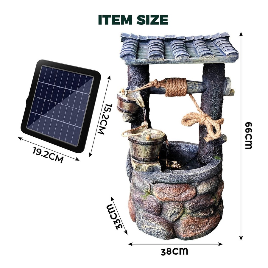 Solar Water Feature Fountain Pump LED Lights Waterfall Landscape Bird Bath Pool Fish Pond Energy Powered Panel Indoor Outdoor Garden Yard Decoration
