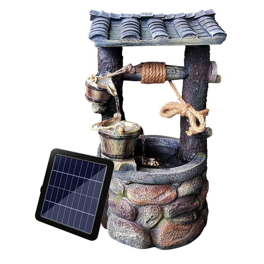 Solar Water Feature Fountain Pump LED Lights Waterfall Landscape Bird Bath Pool Fish Pond Energy Powered Panel Indoor Outdoor Garden Yard Decoration