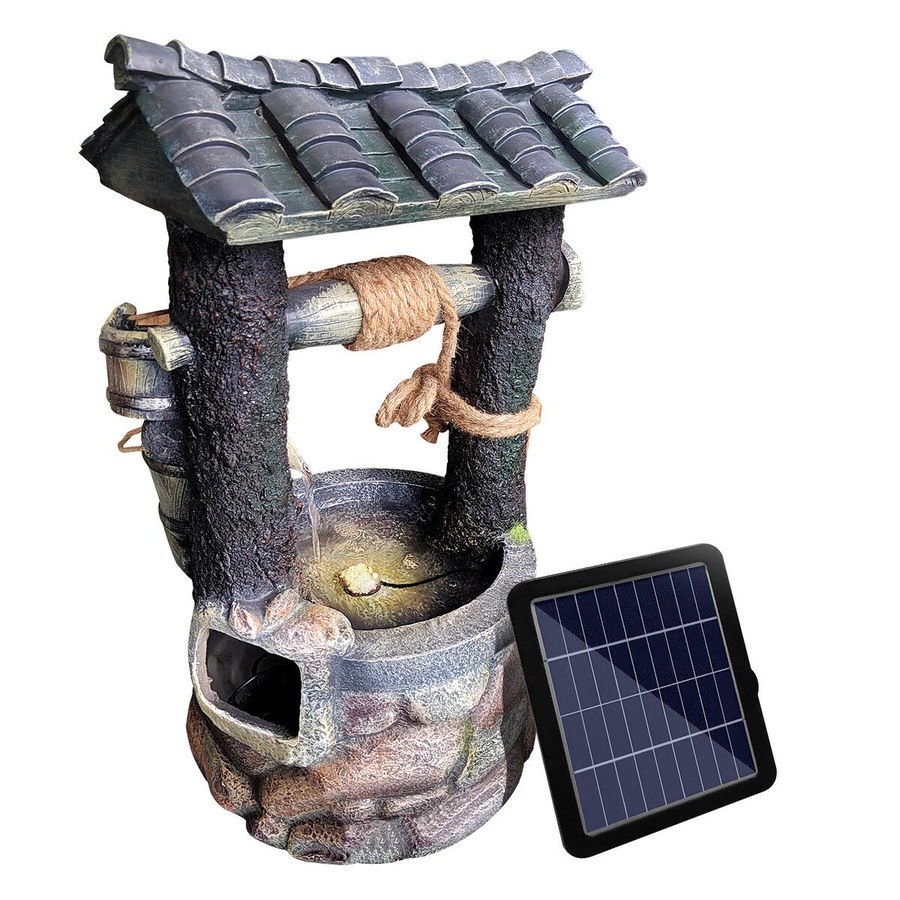 Solar Water Feature Fountain Pump LED Lights Waterfall Landscape Bird Bath Pool Fish Pond Energy Powered Panel Indoor Outdoor Garden Yard Decoration