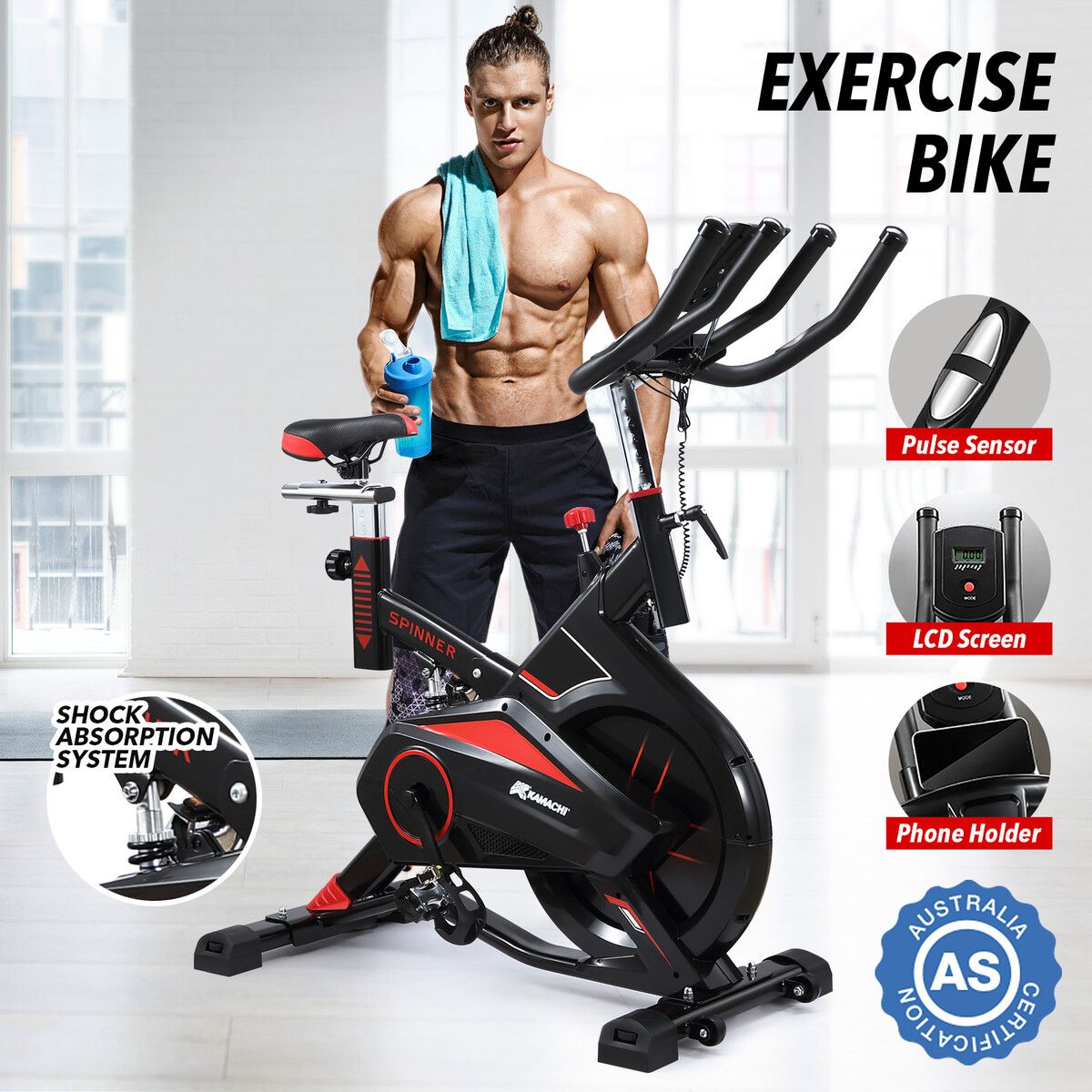 Buy Spin Bike Exercise Bicycle Stationary Fitness 13kg Flywheel