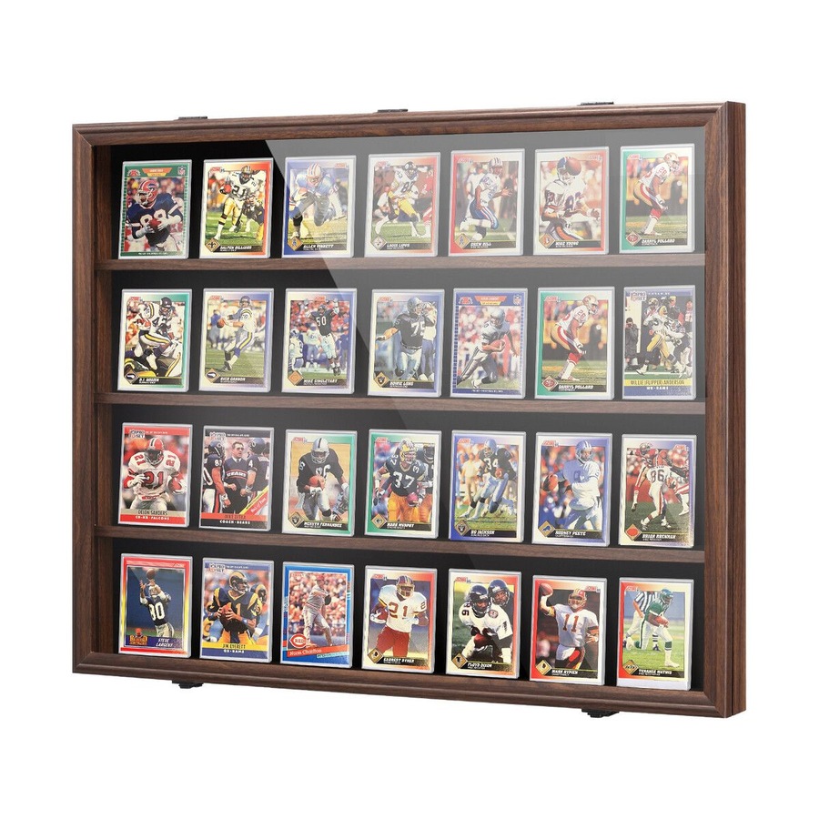 Sports Card Display Case UV Graded Wall Mounted Cabinet NBA Basketball Football Baseball Hockey PSA Comic Pokemon Game Trading Cards Holder Lockable