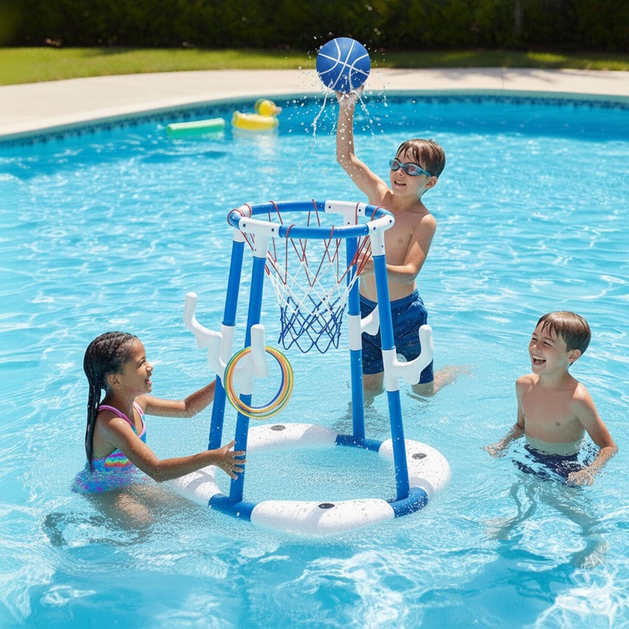Buy Swimming Pool Basketball Hoop Rings Floating Water Station Sports ...