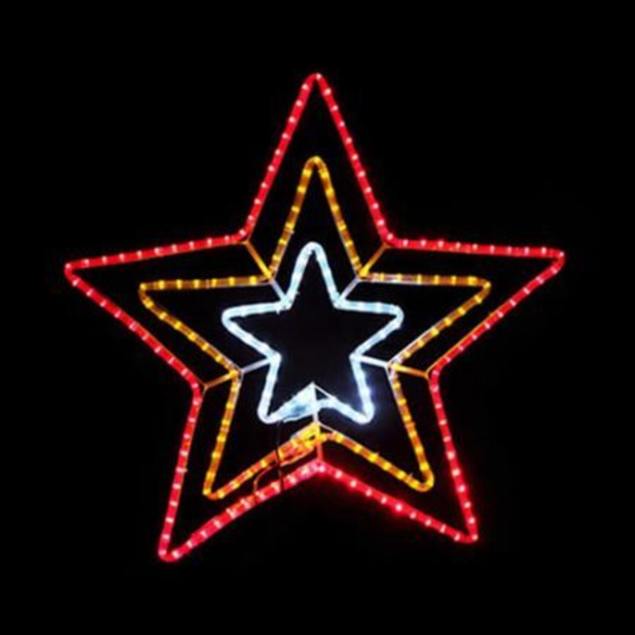 Three Colour Christmas Star Light Display with Controller - 6m