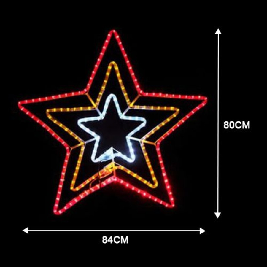 Three Colour Christmas Star Light Display with Controller - 6m